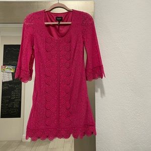 Laundry by Shelli Segal mini lace crotchet pink  dress